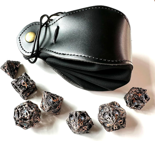 Metal D&D Dice Set with Leather Bag